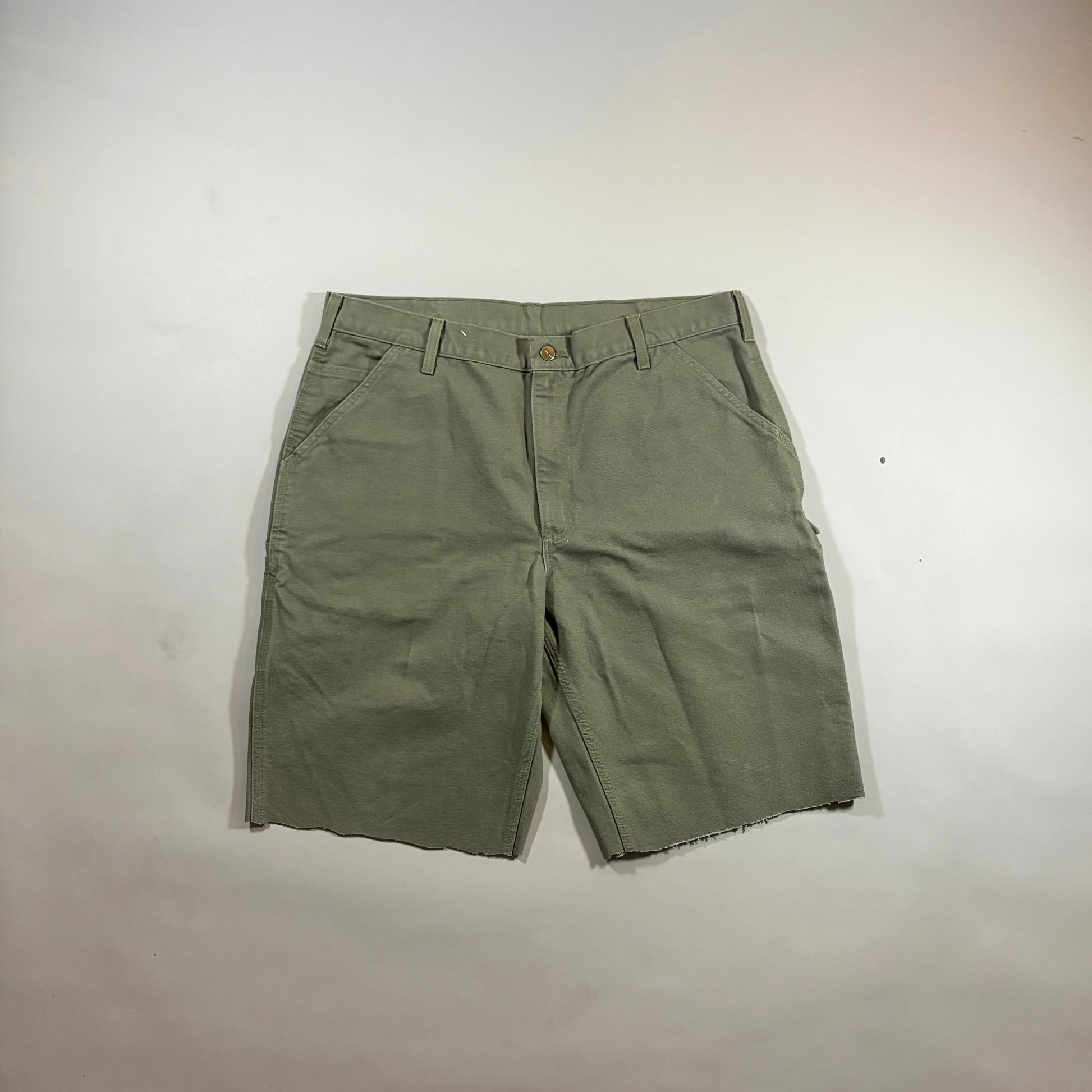 Carhartt Reworked Green Carpenter Shorts 38 Waist