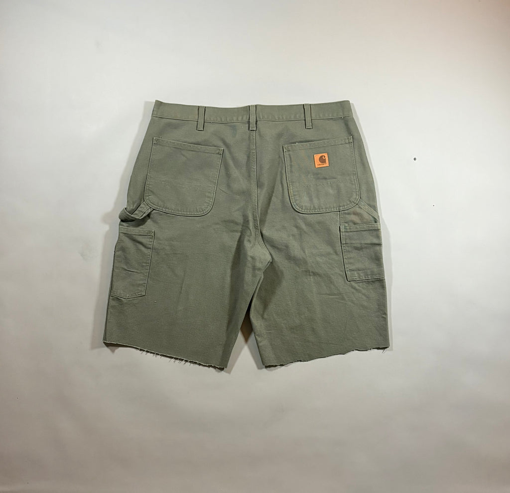 Carhartt Reworked Green Carpenter Shorts 38 Waist