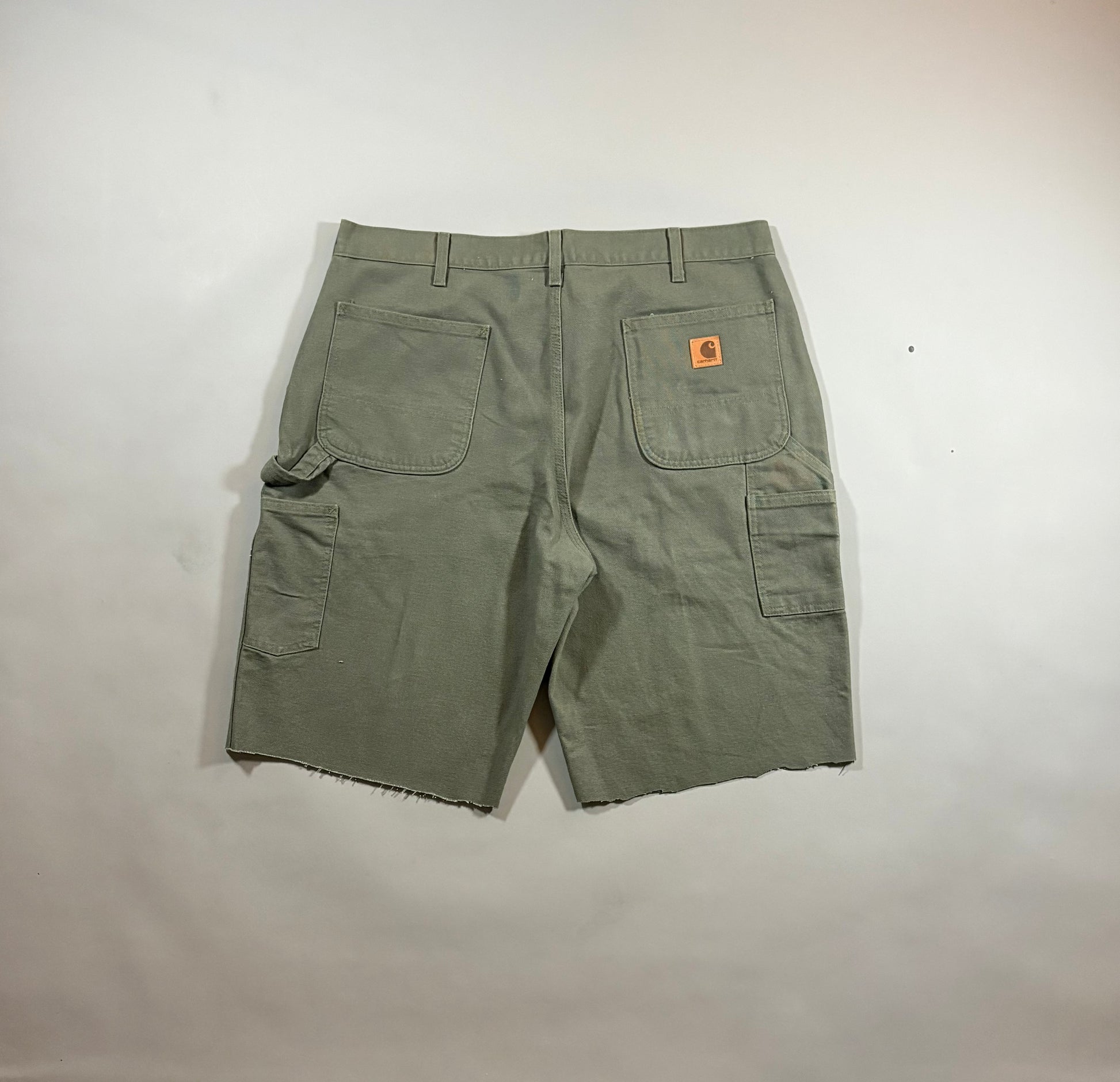 Carhartt Reworked Green Carpenter Shorts 38 Waist