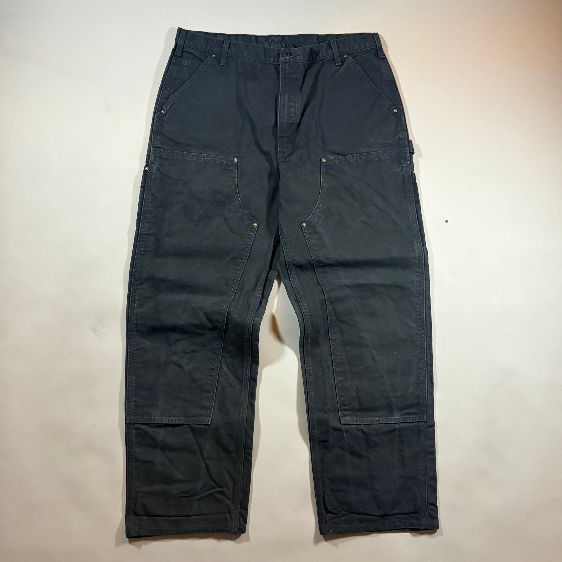 Carhartt Double Knee Black Workwear Pants 38x34