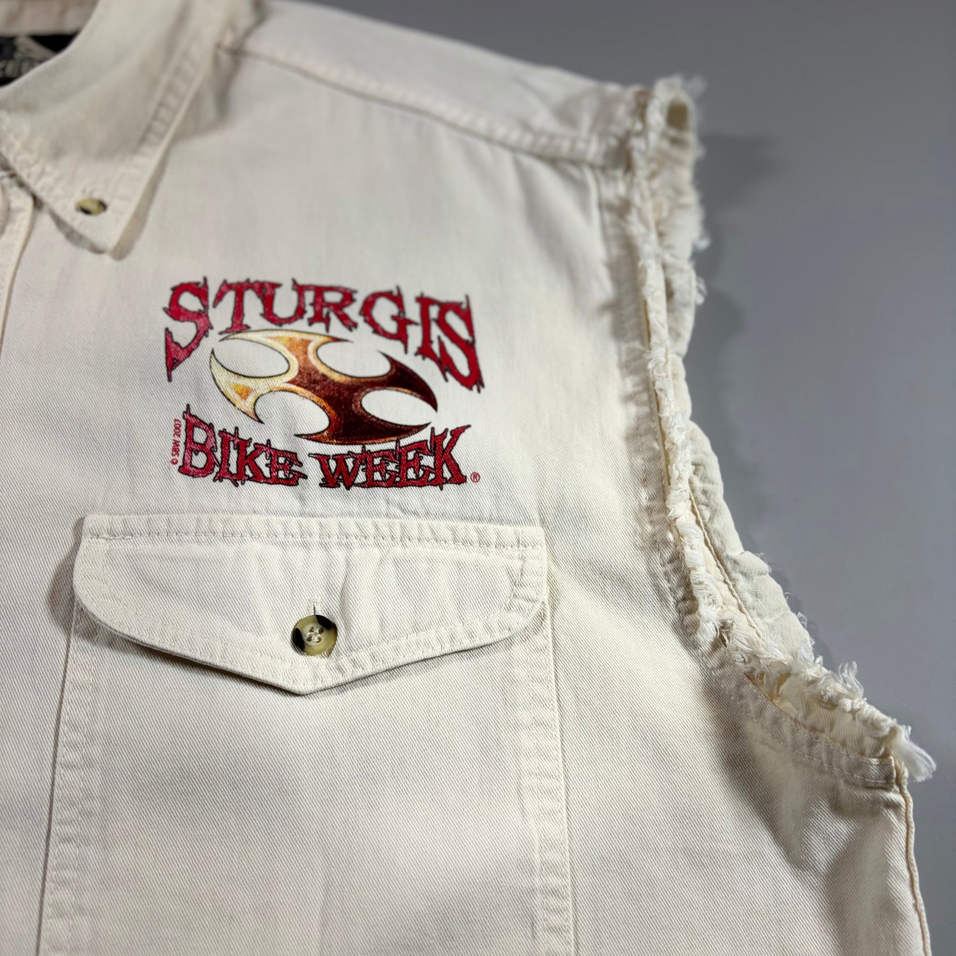 Reworked Sturgis Bike Week 2007 Button Shirt Large